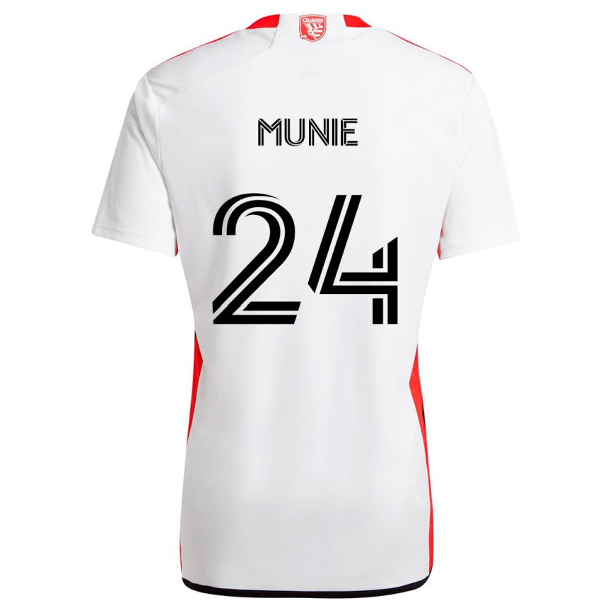 Hombre Fútbol Camiseta Daniel Munie #24 Blanco Rojo 2ª Equipación 2024/25 Argentina