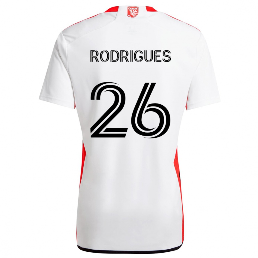 Hombre Fútbol Camiseta Rodrigues #26 Blanco Rojo 2ª Equipación 2024/25 Argentina