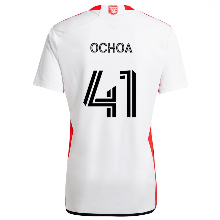 Hombre Fútbol Camiseta Emmanuel Ochoa #41 Blanco Rojo 2ª Equipación 2024/25 Argentina