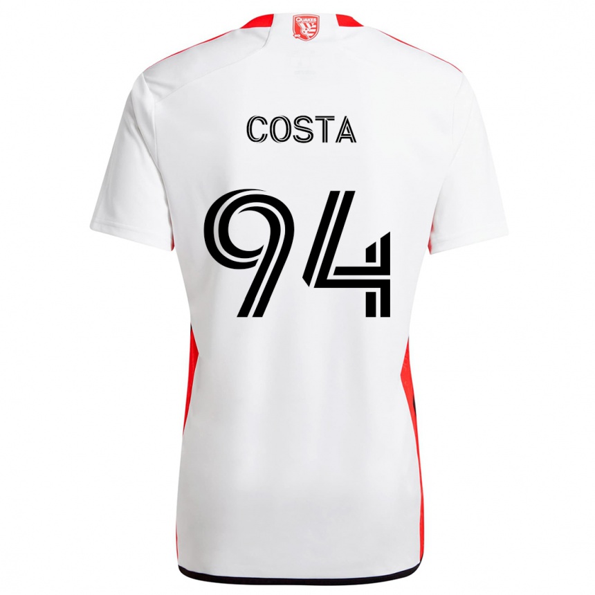 Hombre Fútbol Camiseta Vítor Costa #94 Blanco Rojo 2ª Equipación 2024/25 Argentina