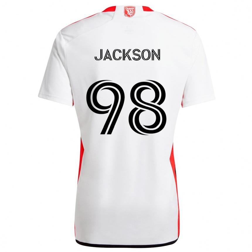 Hombre Fútbol Camiseta Jacob Jackson #98 Blanco Rojo 2ª Equipación 2024/25 Argentina