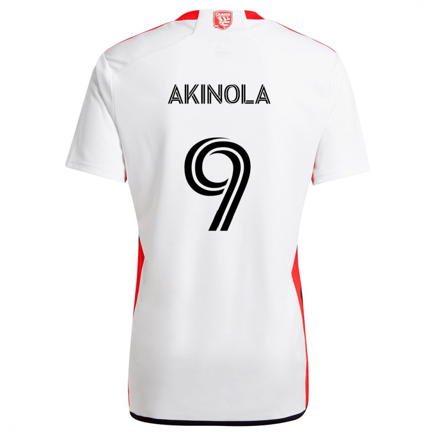 Hombre Fútbol Camiseta Ayo Akinola #9 Blanco Rojo 2ª Equipación 2024/25 Argentina