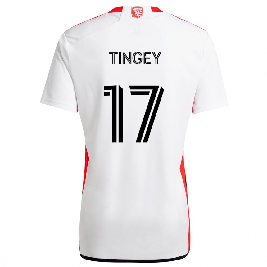 Hombre Fútbol Camiseta Keegan Tingey #17 Blanco Rojo 2ª Equipación 2024/25 Argentina