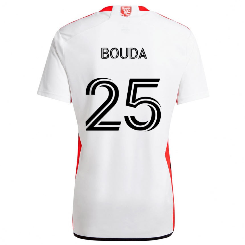 Hombre Fútbol Camiseta Ousseni Bouda #25 Blanco Rojo 2ª Equipación 2024/25 Argentina