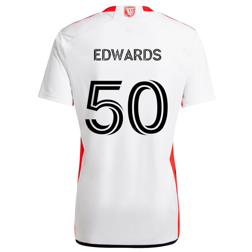 Hombre Fútbol Camiseta Aaron Edwards #50 Blanco Rojo 2ª Equipación 2024/25 Argentina