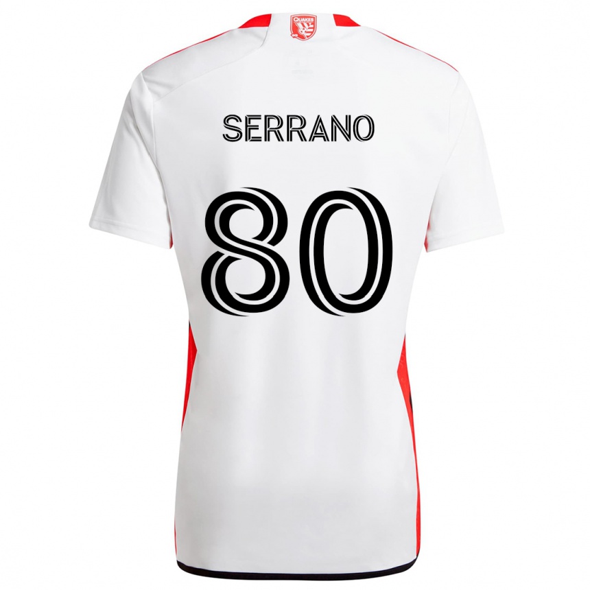 Hombre Fútbol Camiseta David Serrano #80 Blanco Rojo 2ª Equipación 2024/25 Argentina