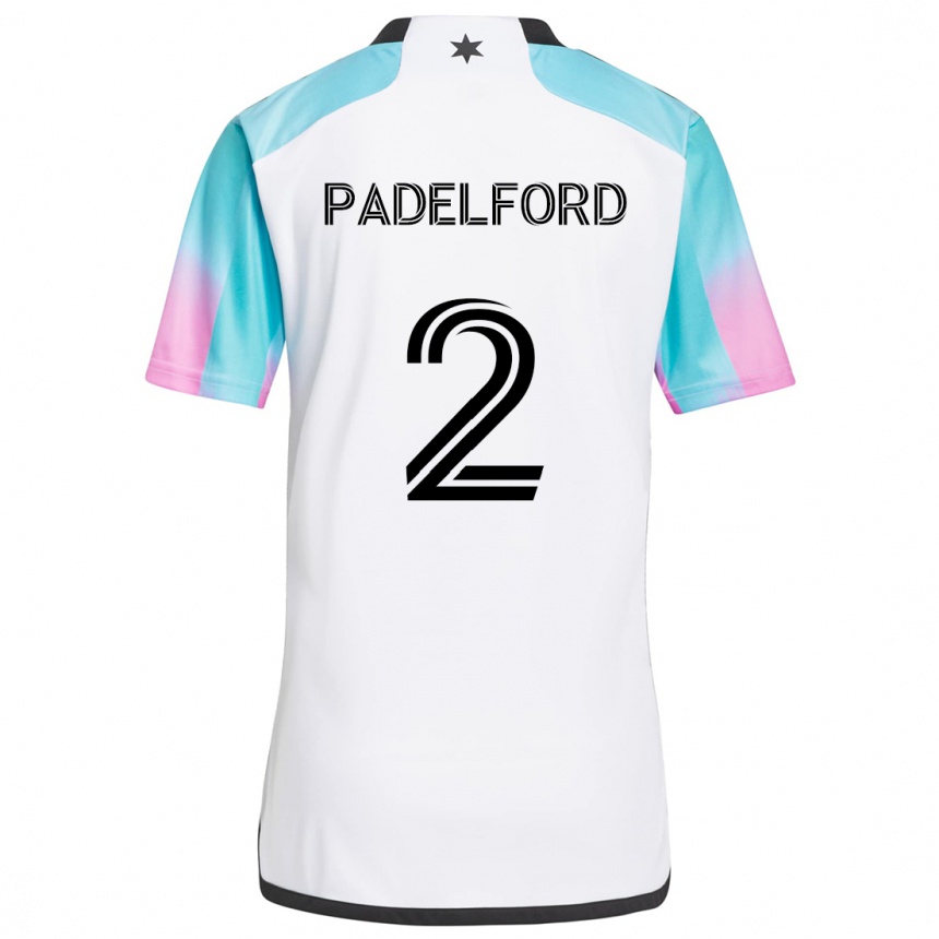 Hombre Fútbol Camiseta Devin Padelford #2 Blanco Azul Negro 2ª Equipación 2024/25 Argentina