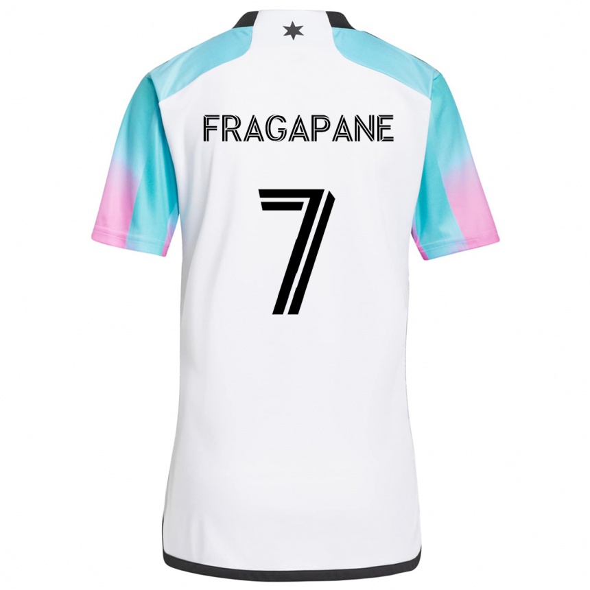 Hombre Fútbol Camiseta Franco Fragapane #7 Blanco Azul Negro 2ª Equipación 2024/25 Argentina