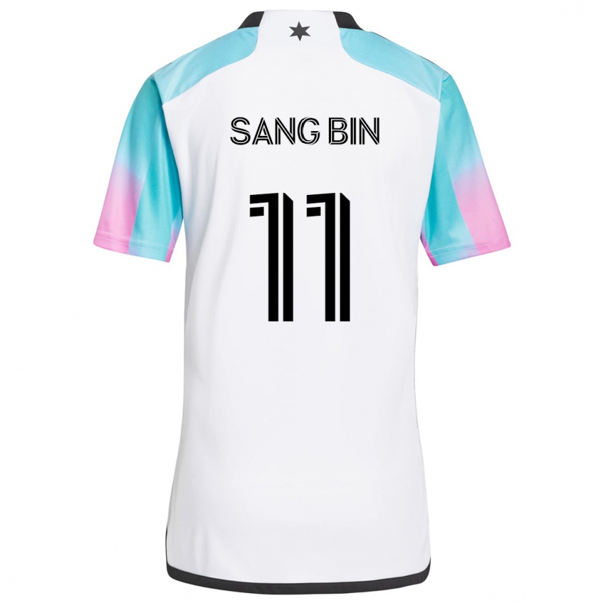 Hombre Fútbol Camiseta Sang-Bin Jeong #11 Blanco Azul Negro 2ª Equipación 2024/25 Argentina