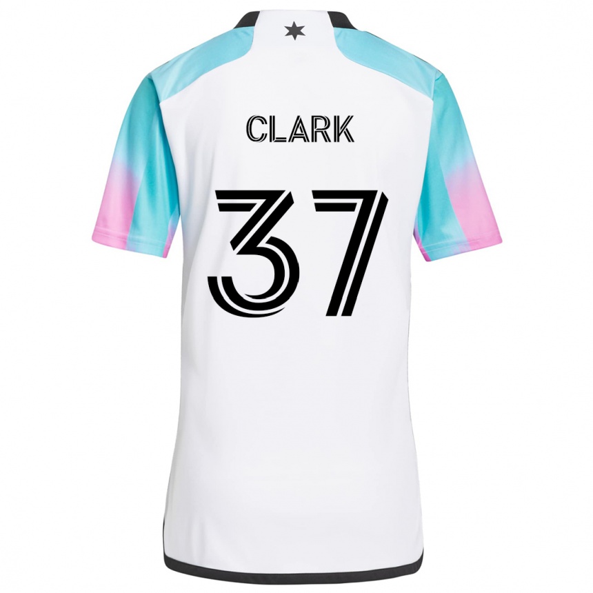 Hombre Fútbol Camiseta Caden Clark #37 Blanco Azul Negro 2ª Equipación 2024/25 Argentina