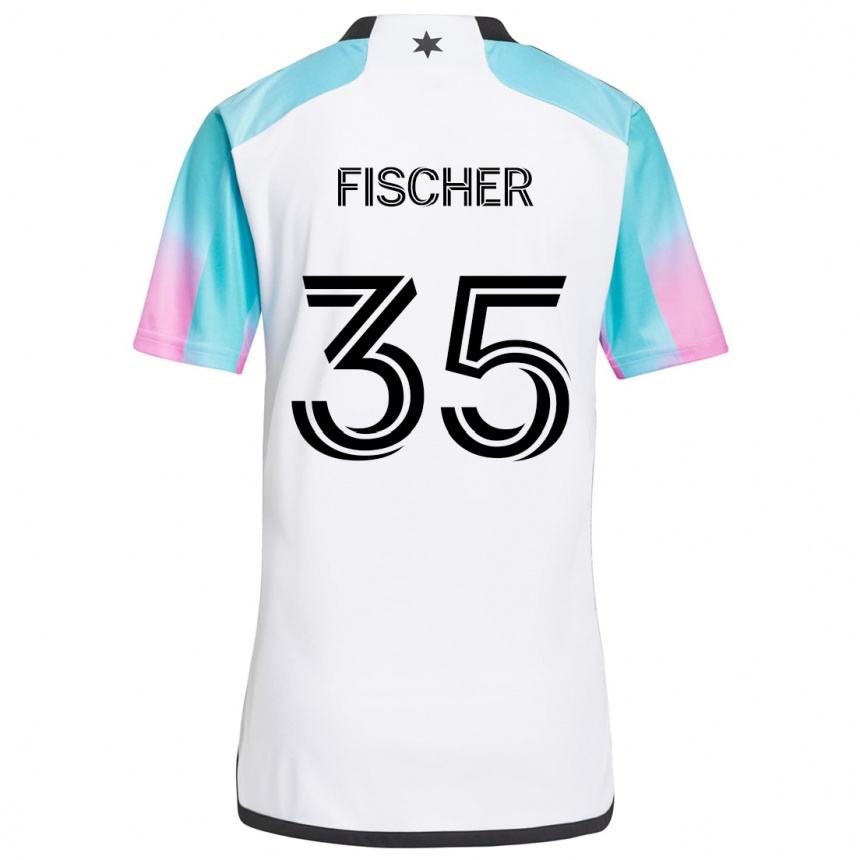 Hombre Fútbol Camiseta Britton Fischer #35 Blanco Azul Negro 2ª Equipación 2024/25 Argentina