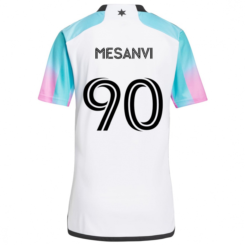 Hombre Fútbol Camiseta Loïc Mesanvi #90 Blanco Azul Negro 2ª Equipación 2024/25 Argentina