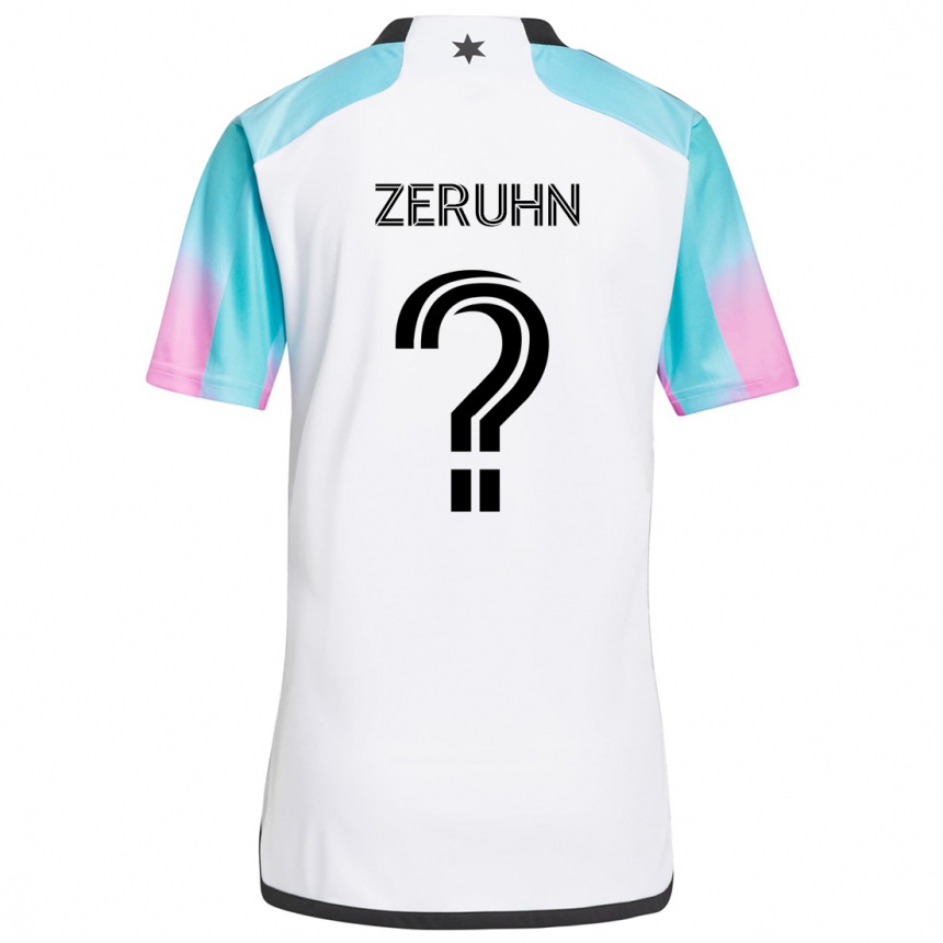 Hombre Fútbol Camiseta Kai Zeruhn #0 Blanco Azul Negro 2ª Equipación 2024/25 Argentina