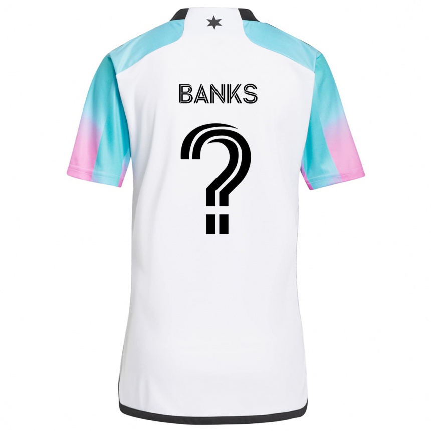 Hombre Fútbol Camiseta Julian Banks #0 Blanco Azul Negro 2ª Equipación 2024/25 Argentina