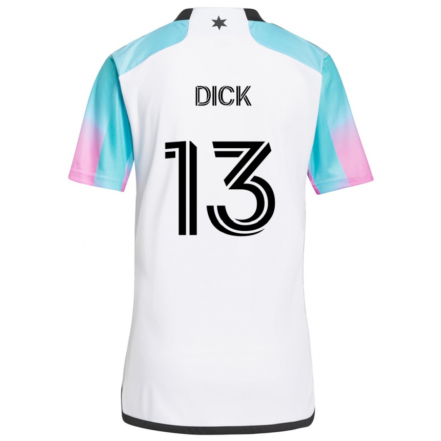 Hombre Fútbol Camiseta Eric Dick #13 Blanco Azul Negro 2ª Equipación 2024/25 Argentina