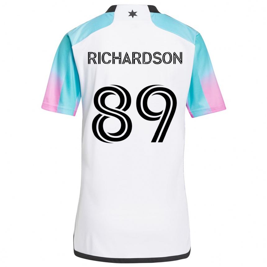 Hombre Fútbol Camiseta Nick Richardson #89 Blanco Azul Negro 2ª Equipación 2024/25 Argentina