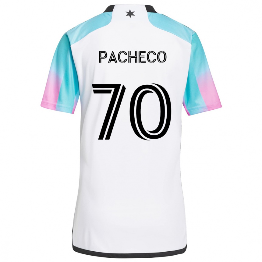 Hombre Fútbol Camiseta Diogo Pacheco #70 Blanco Azul Negro 2ª Equipación 2024/25 Argentina