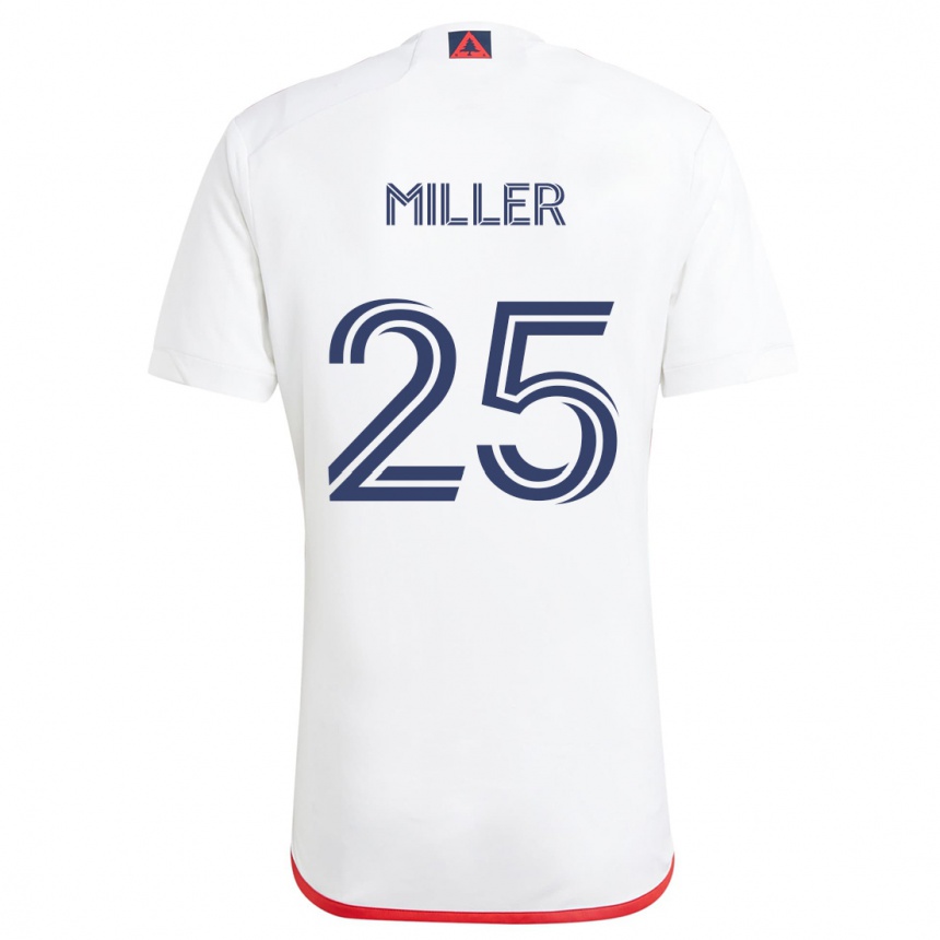 Hombre Fútbol Camiseta Peyton Miller #25 Blanco Rojo 2ª Equipación 2024/25 Argentina