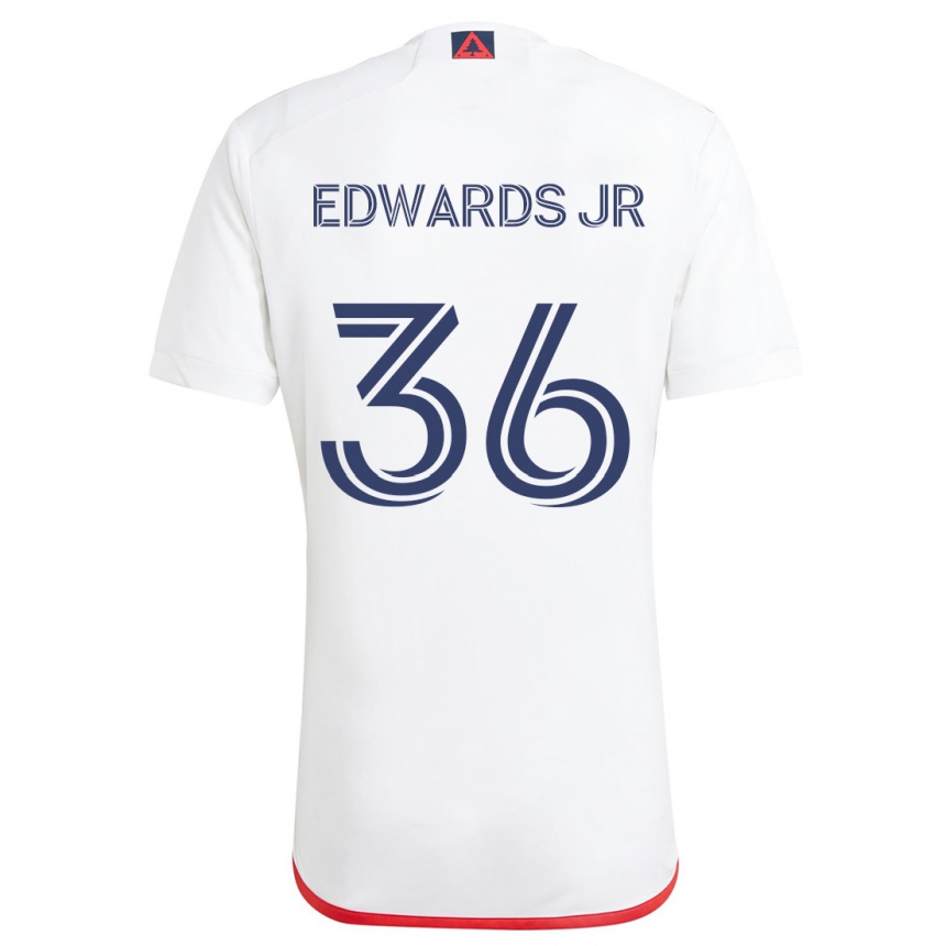 Hombre Fútbol Camiseta Earl Edwards Jr. #36 Blanco Rojo 2ª Equipación 2024/25 Argentina