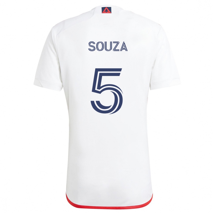 Hombre Fútbol Camiseta Victor Souza #5 Blanco Rojo 2ª Equipación 2024/25 Argentina