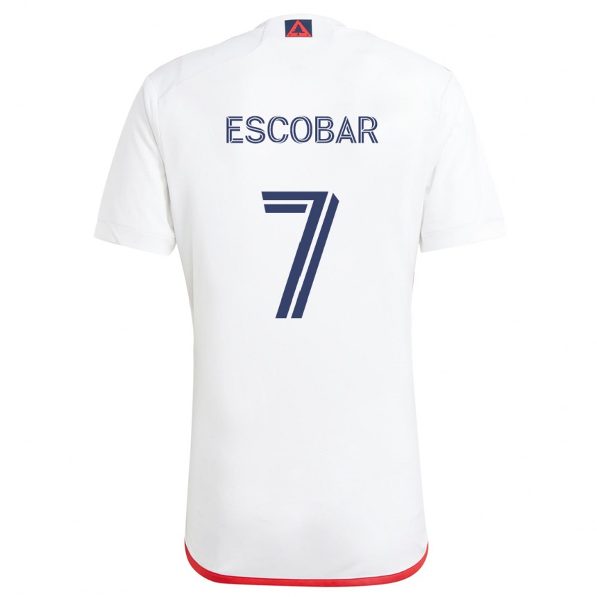 Hombre Fútbol Camiseta Olger Escobar #7 Blanco Rojo 2ª Equipación 2024/25 Argentina