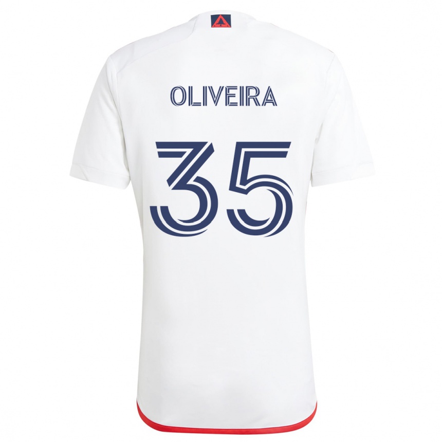 Hombre Fútbol Camiseta Cristiano Oliveira #35 Blanco Rojo 2ª Equipación 2024/25 Argentina