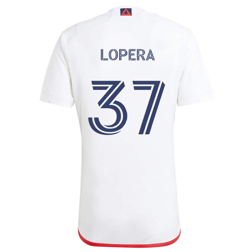 Hombre Fútbol Camiseta Steban Lopera #37 Blanco Rojo 2ª Equipación 2024/25 Argentina