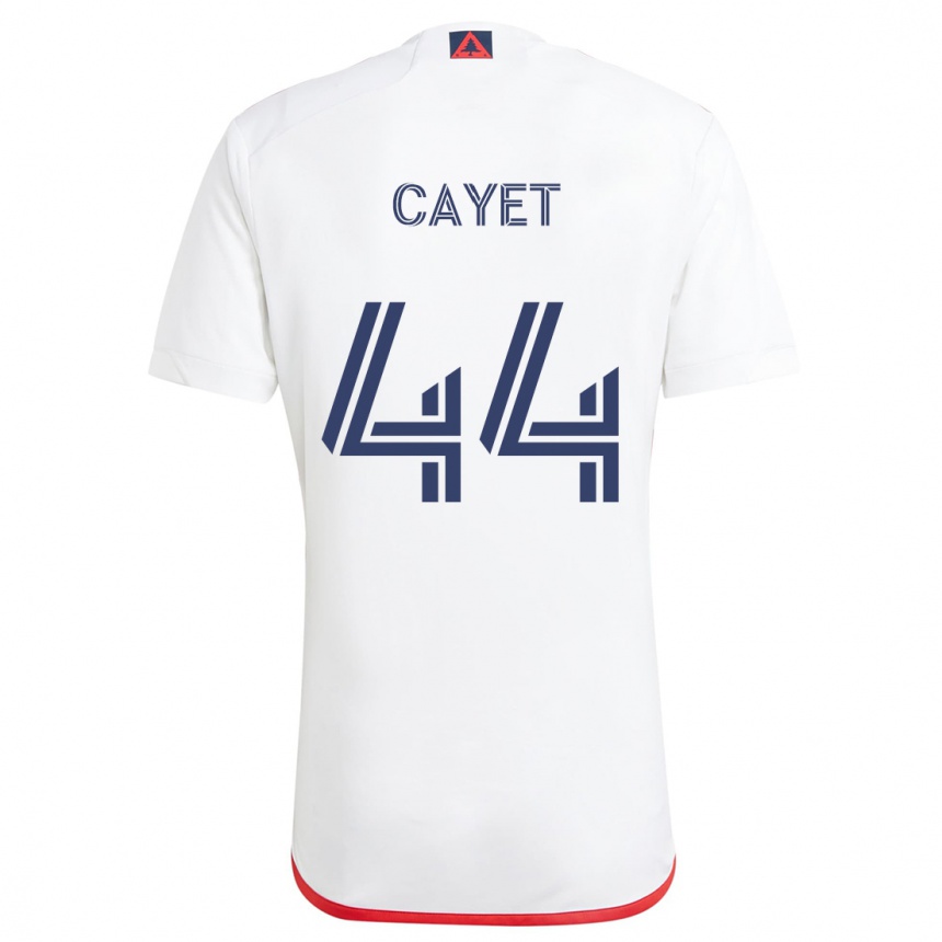 Hombre Fútbol Camiseta Pierre Cayet #44 Blanco Rojo 2ª Equipación 2024/25 Argentina