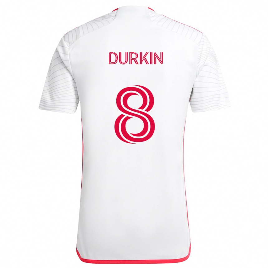 Hombre Fútbol Camiseta Chris Durkin #8 Blanco Rojo 2ª Equipación 2024/25 Argentina