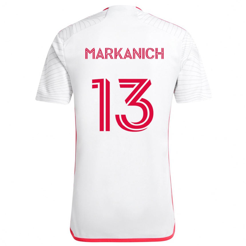 Hombre Fútbol Camiseta Anthony Markanich #13 Blanco Rojo 2ª Equipación 2024/25 Argentina