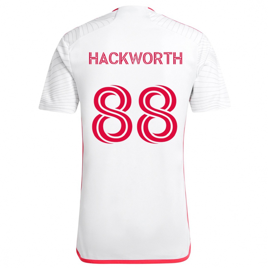 Hombre Fútbol Camiseta Larsen Hackworth #88 Blanco Rojo 2ª Equipación 2024/25 Argentina