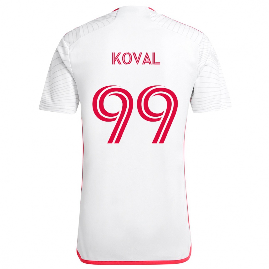 Hombre Fútbol Camiseta Stanislav Koval #99 Blanco Rojo 2ª Equipación 2024/25 Argentina