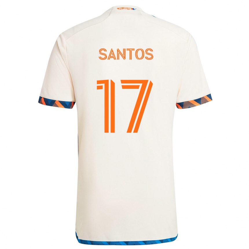 Hombre Fútbol Camiseta Sergio Santos #17 Blanco Naranja 2ª Equipación 2024/25 Argentina