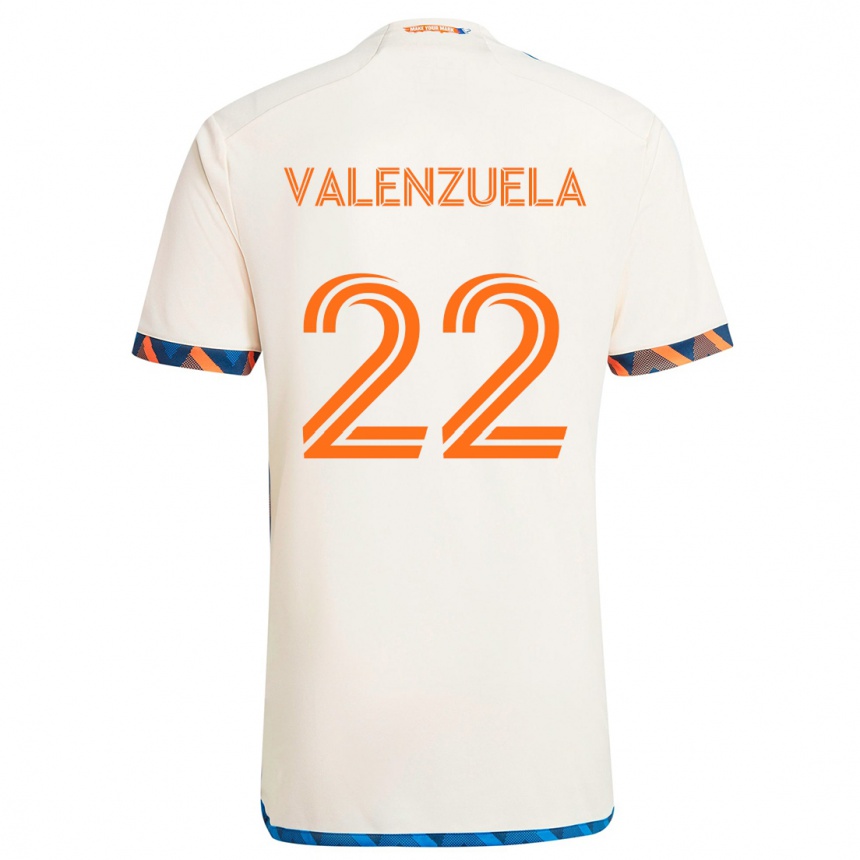 Hombre Fútbol Camiseta Gerardo Valenzuela #22 Blanco Naranja 2ª Equipación 2024/25 Argentina