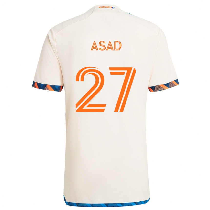 Hombre Fútbol Camiseta Yamil Asad #27 Blanco Naranja 2ª Equipación 2024/25 Argentina