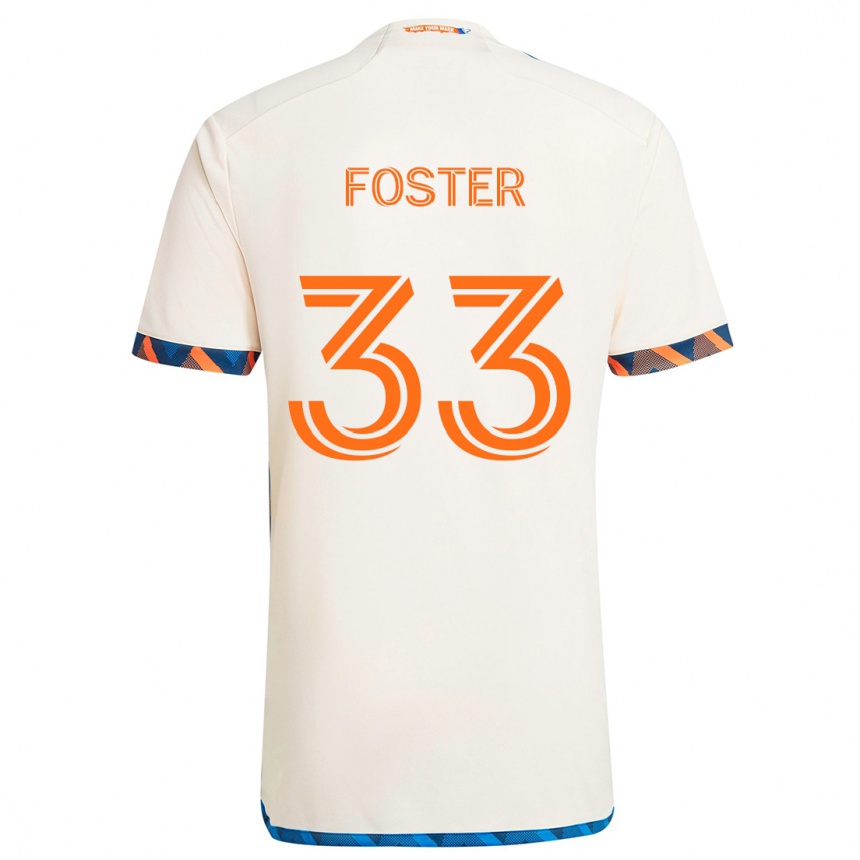 Hombre Fútbol Camiseta Isaiah Foster #33 Blanco Naranja 2ª Equipación 2024/25 Argentina