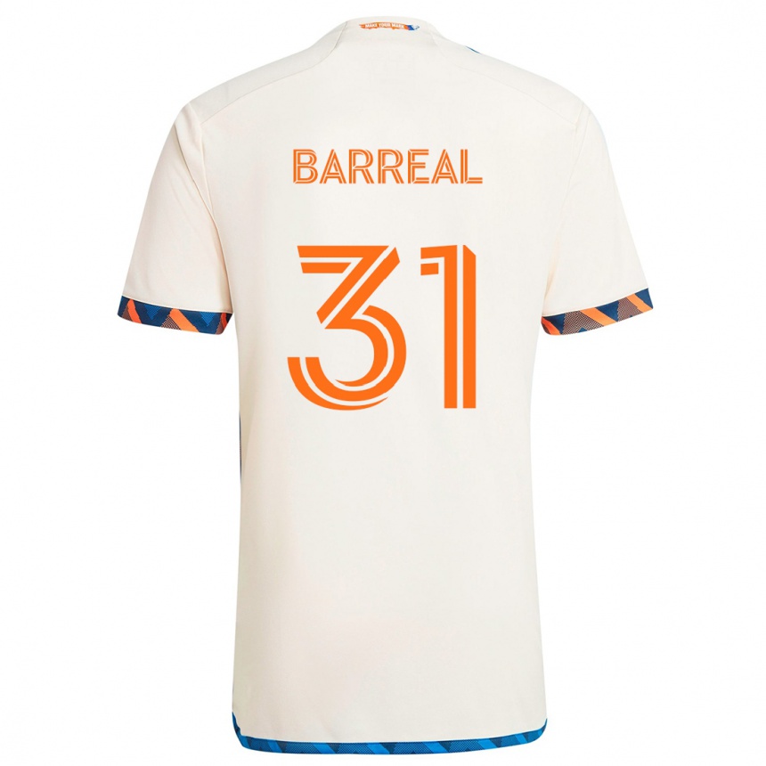 Hombre Fútbol Camiseta Álvaro Barreal #31 Blanco Naranja 2ª Equipación 2024/25 Argentina