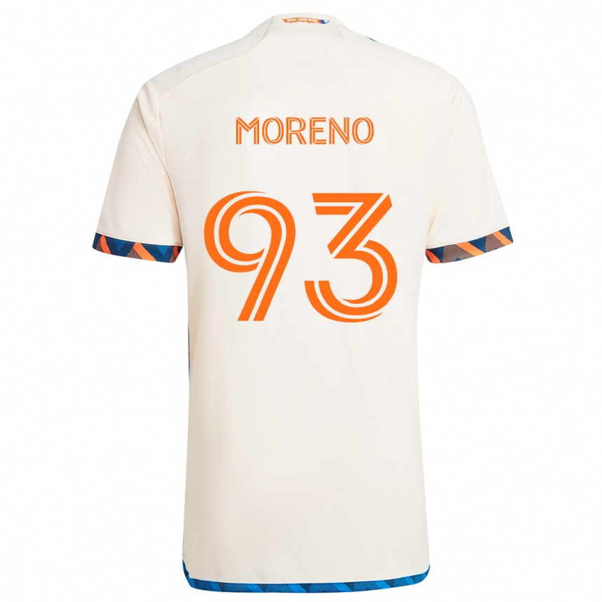 Hombre Fútbol Camiseta Júnior Moreno #93 Blanco Naranja 2ª Equipación 2024/25 Argentina