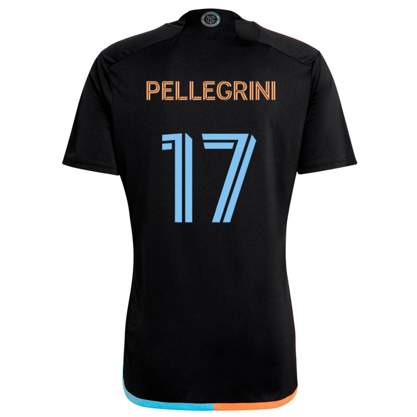 Hombre Fútbol Camiseta Matías Pellegrini #17 Negro Naranja Azul 2ª Equipación 2024/25 Argentina