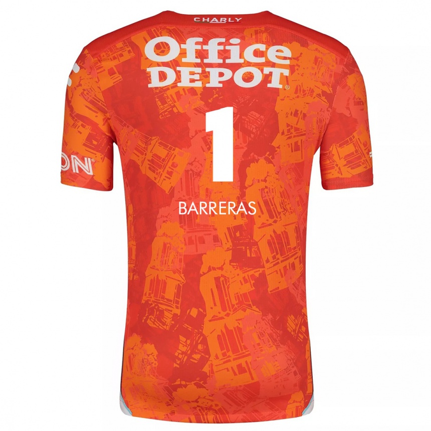 Hombre Fútbol Camiseta Esthefanny Barreras #1 Naranja Blanco 2ª Equipación 2024/25 Argentina