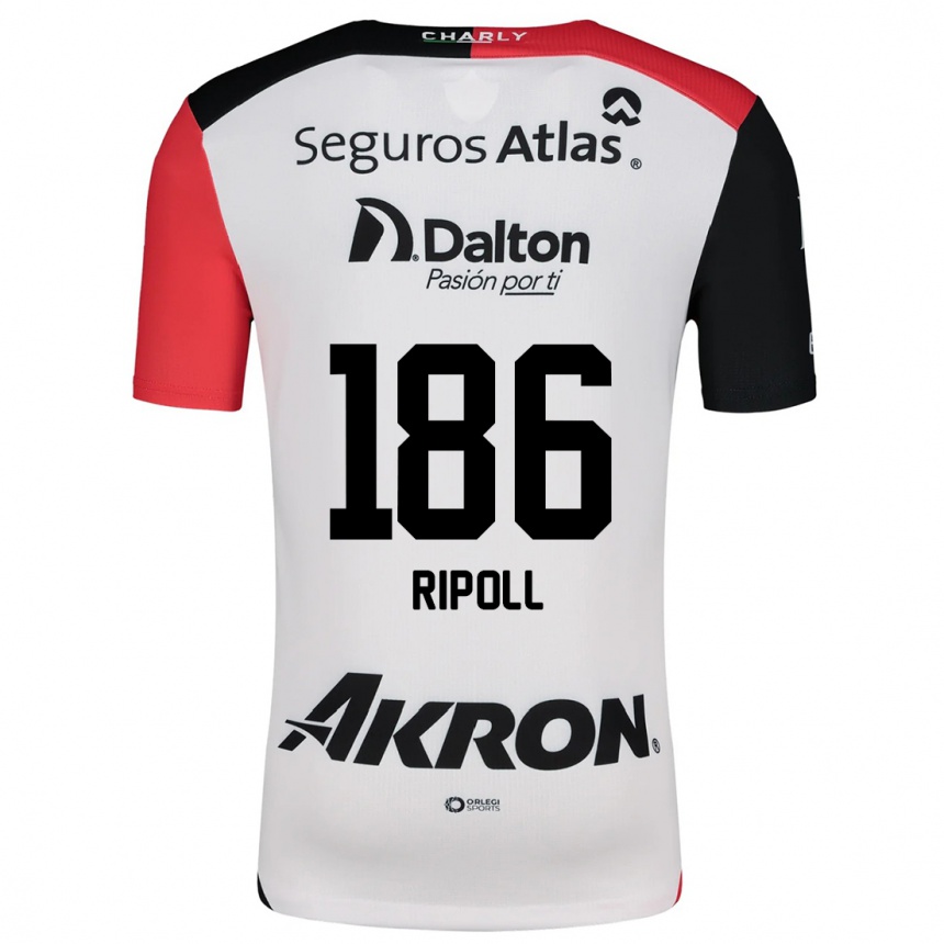 Hombre Fútbol Camiseta Alonso Ripoll #186 Blanco Rojo Negro 2ª Equipación 2024/25 Argentina