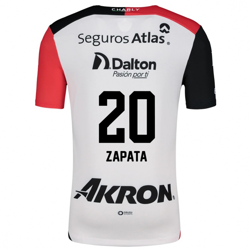 Hombre Fútbol Camiseta Juan Zapata #20 Blanco Rojo Negro 2ª Equipación 2024/25 Argentina