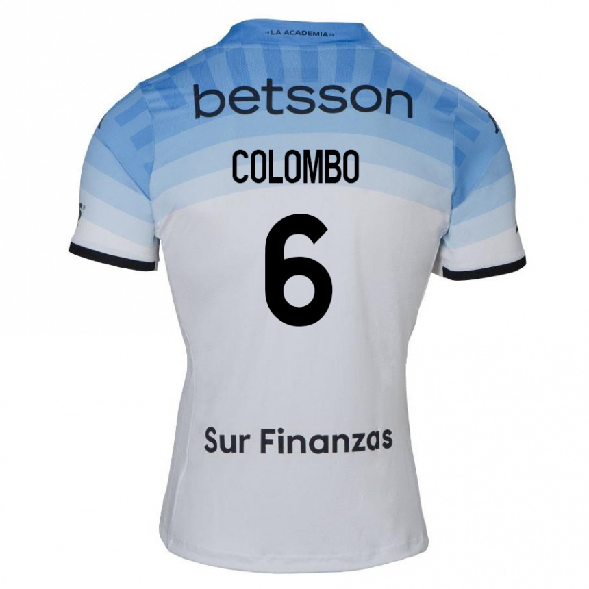 Hombre Fútbol Camiseta Nazareno Colombo #6 Blanco Azul Negro 2ª Equipación 2024/25 Argentina