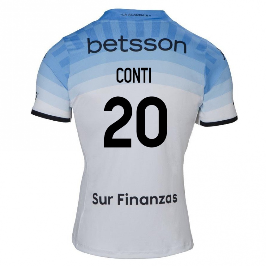 Hombre Fútbol Camiseta Germán Conti #20 Blanco Azul Negro 2ª Equipación 2024/25 Argentina