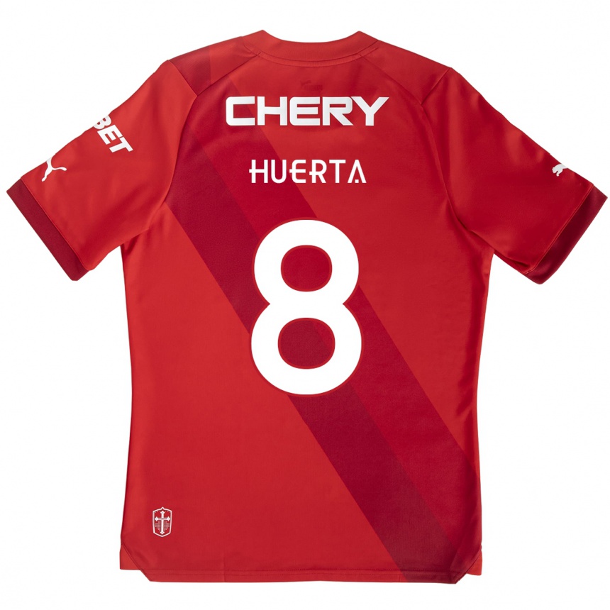 Hombre Fútbol Camiseta Valber Huerta #8 Rojo Blanco 2ª Equipación 2024/25 Argentina