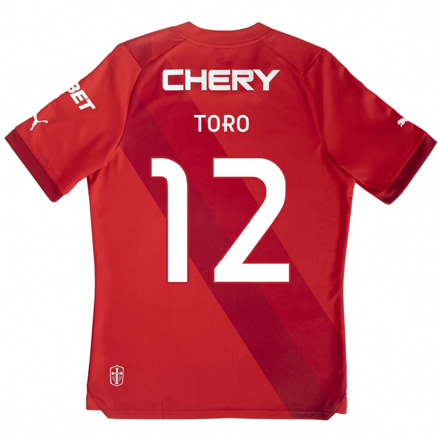 Hombre Fútbol Camiseta Ian Toro #12 Rojo Blanco 2ª Equipación 2024/25 Argentina