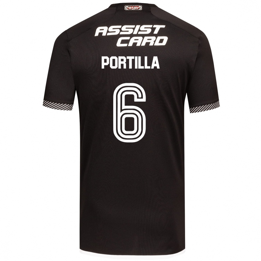 Hombre Fútbol Camiseta Dylan Portilla #6 Blanco Negro 2ª Equipación 2024/25 Argentina