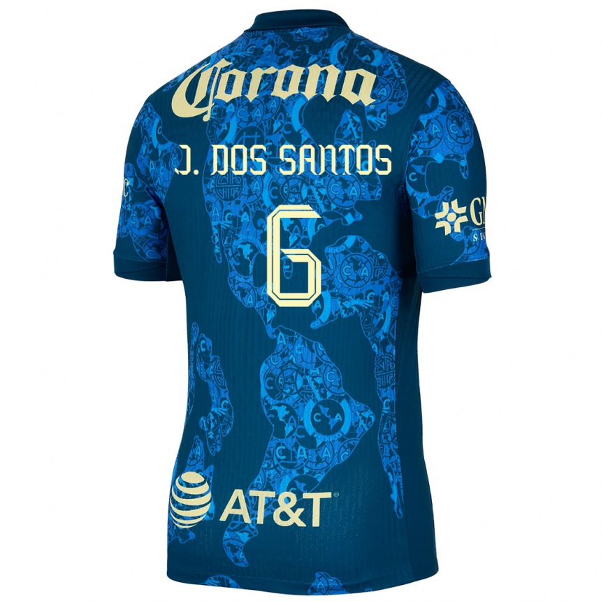 Hombre Fútbol Camiseta Jonathan Dos Santos #6 Azul Amarillo 2ª Equipación 2024/25 Argentina