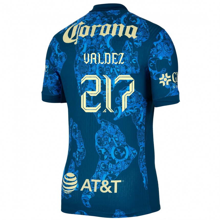 Hombre Fútbol Camiseta Víctor Valdez #217 Azul Amarillo 2ª Equipación 2024/25 Argentina