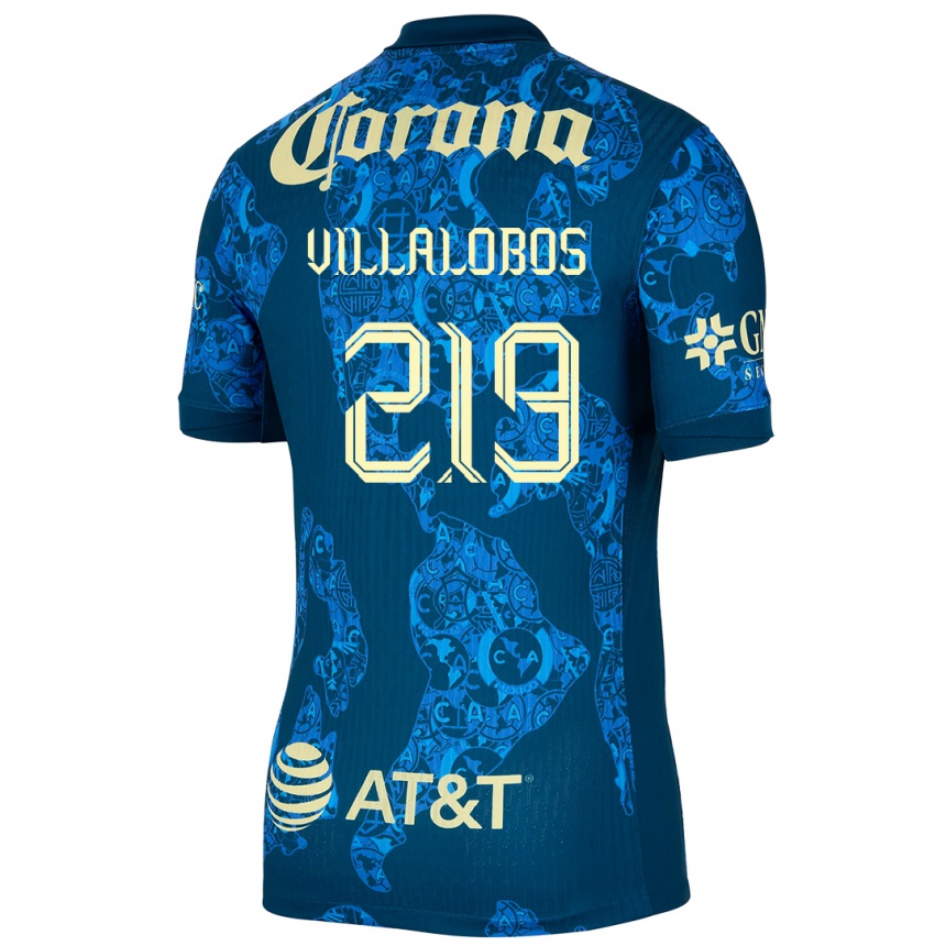 Hombre Fútbol Camiseta Patricio Villalobos #219 Azul Amarillo 2ª Equipación 2024/25 Argentina